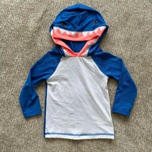 Cat & Jack Shark Hooded Rash Guard Top 18M Blue White Swim Hoodie